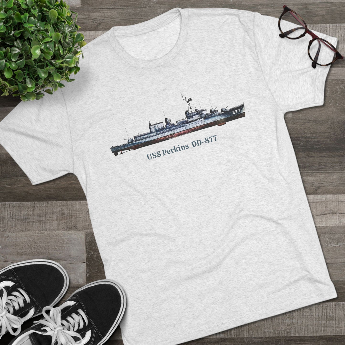 USS Perkins DD-877  Unisex Tri-Blend Crew Tee