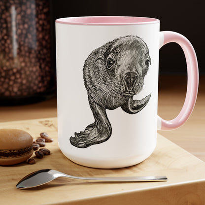 Sea Lion Pup Two-Tone Coffee Mugs, 15oz