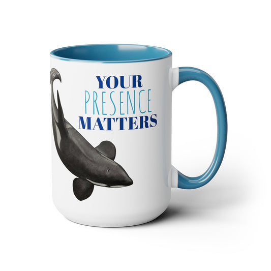 Orca Presence Two-Tone Coffee Mugs, 15oz