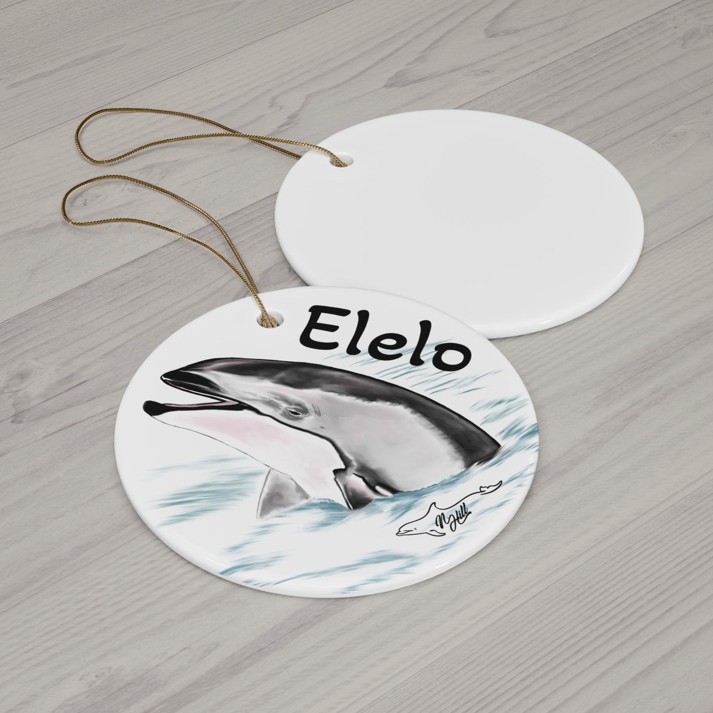 Elelo Pacific White Sided Dolphin Ceramic Ornament, 4 Shapes