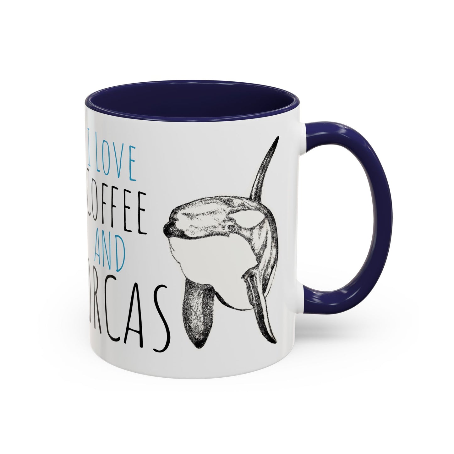 I Love Coffee and Orcas Accent Coffee Mug 11 oz