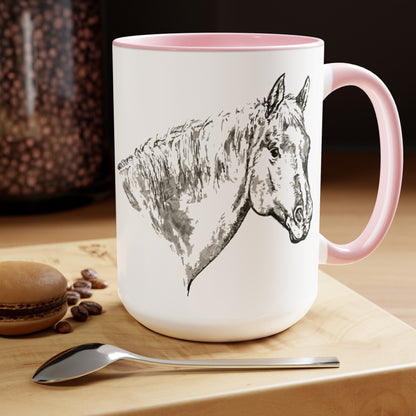 Horse Two-Tone Coffee Mugs, 15oz