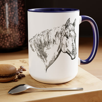 Horse Two-Tone Coffee Mugs, 15oz