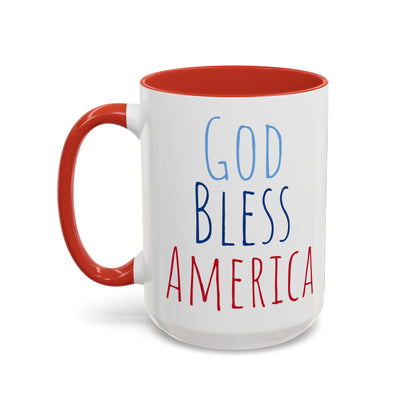 God Bless America Accent Coffee Mug 15oz