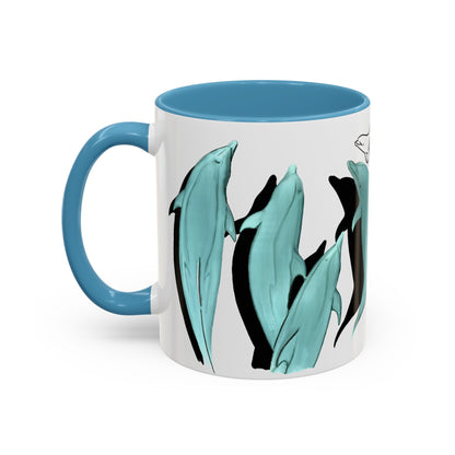 Dolphin Bow Ride Accent Coffee Mug (11, 15oz)