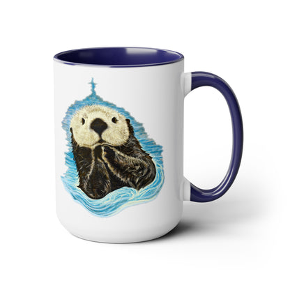 Sea Otter Two-Tone Coffee Mugs, 15oz