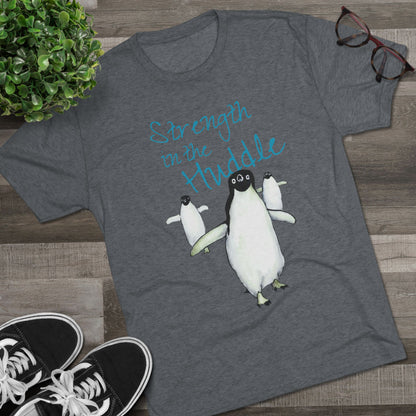 Strength in the Huddle Adélie Penguin Unisex Tri-Blend Crew Tee