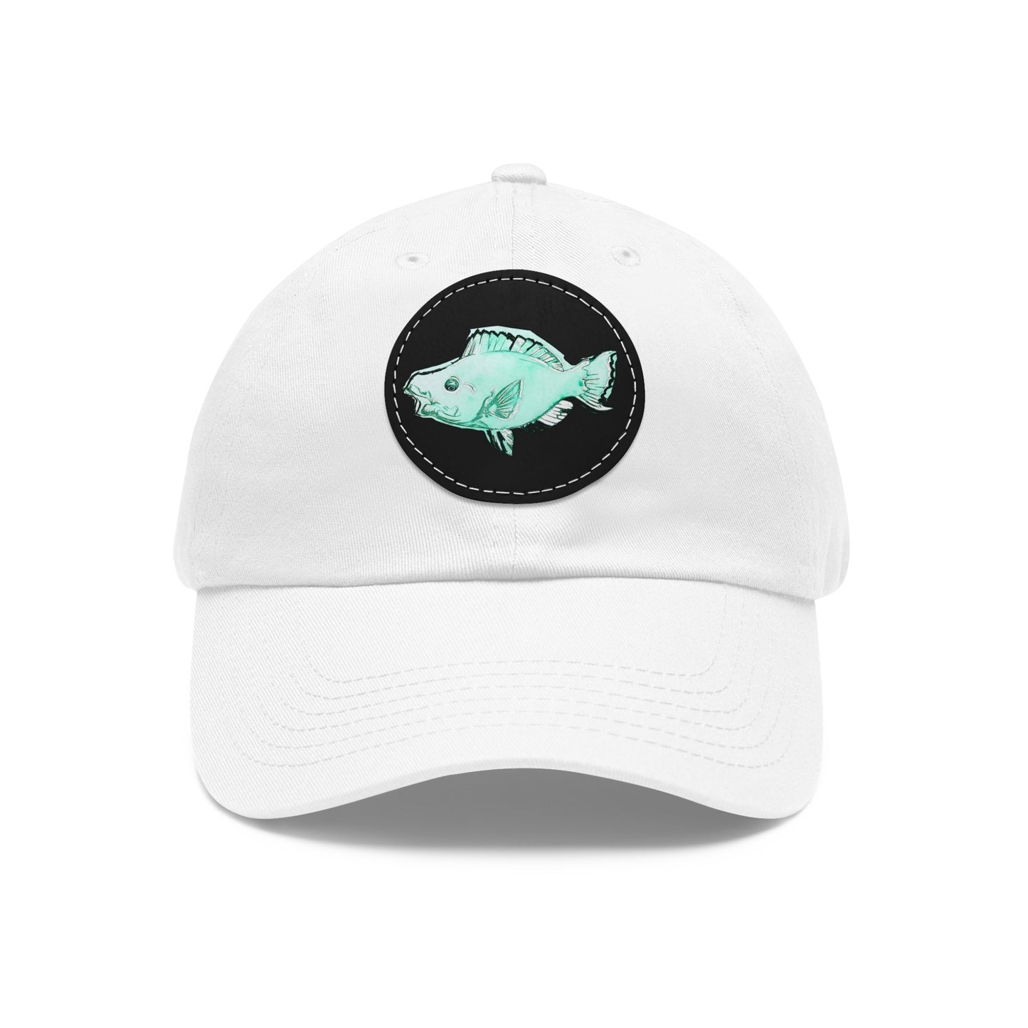 Blue Parrot Fish Hat with Leather Patch (Round)