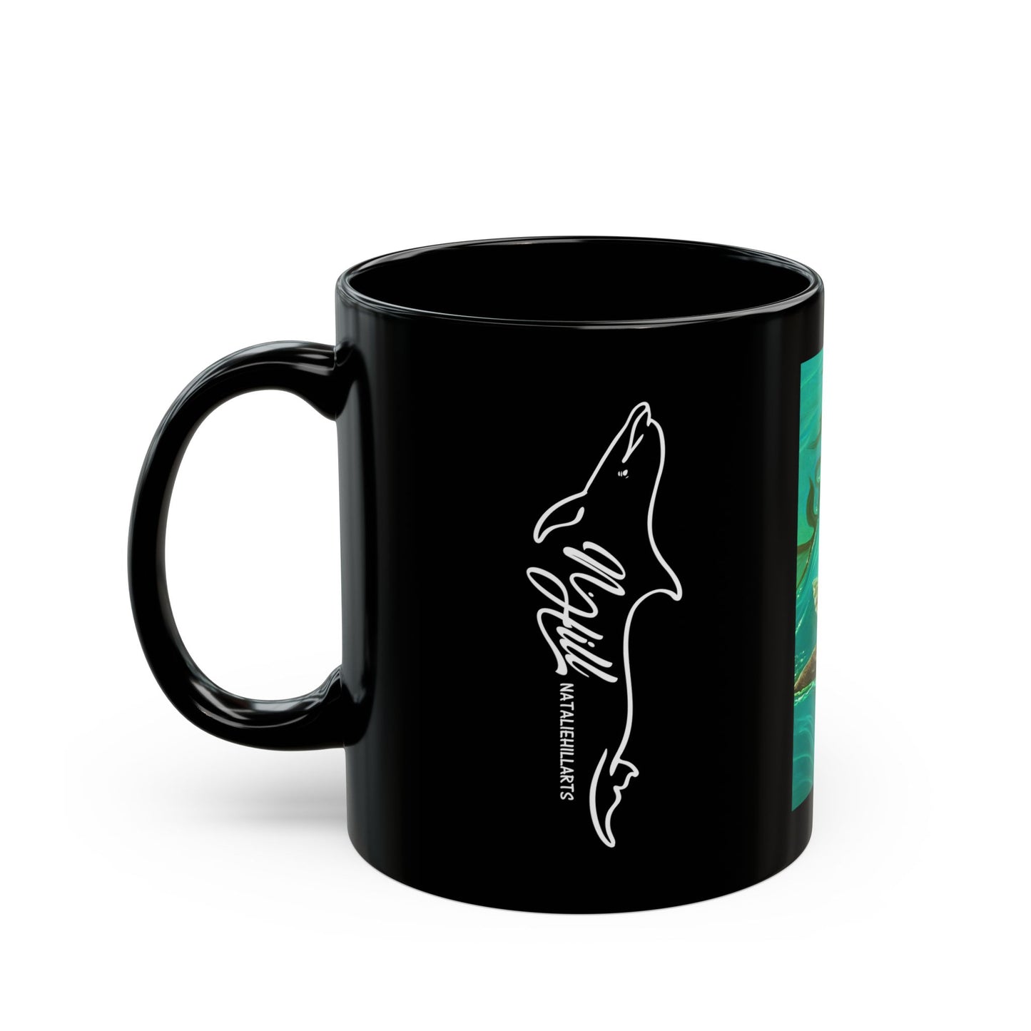 Otter and Dragonfly Black Mug (11oz, 15oz)