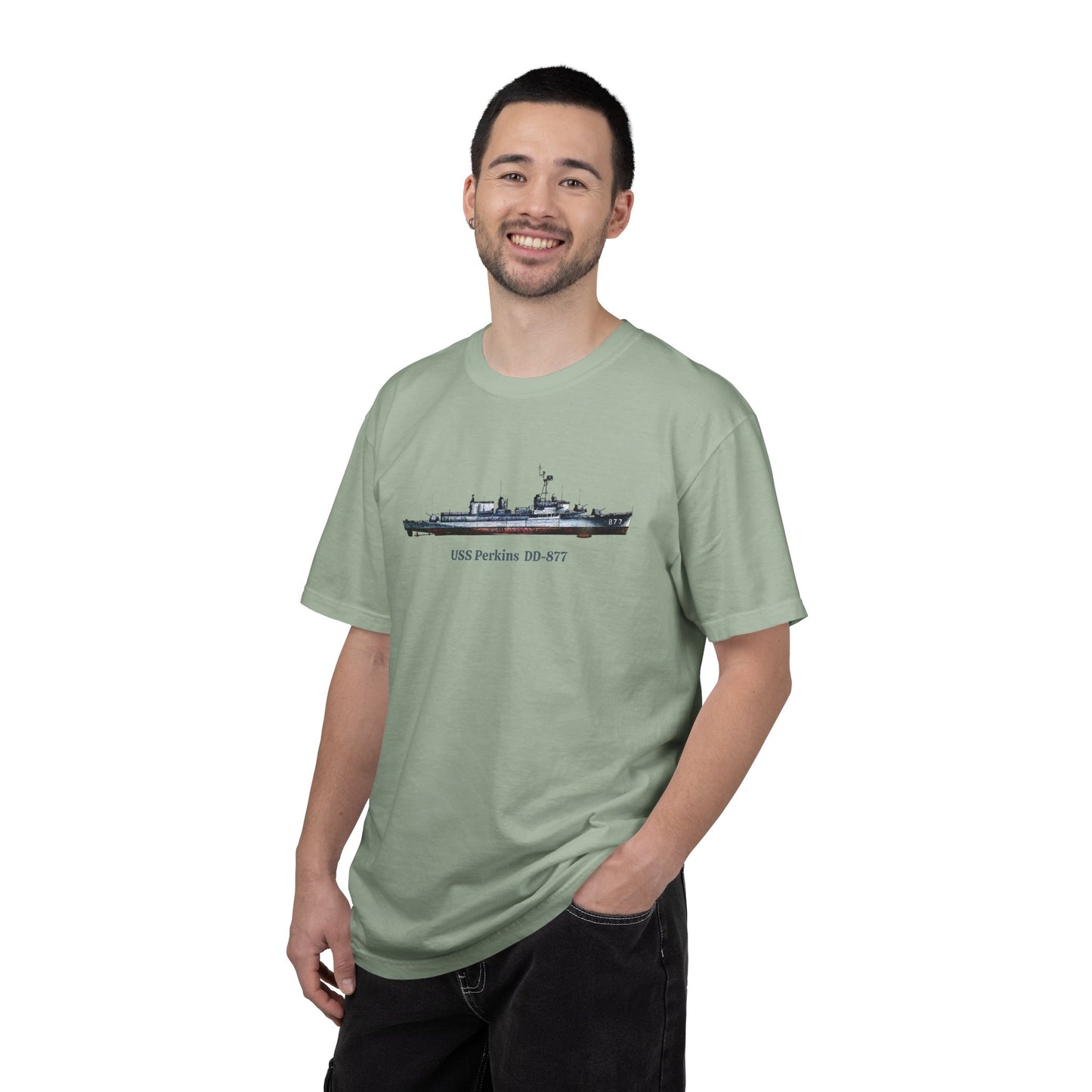 USS Perkins DD-877 Unisex Garment-Dyed T-shirt