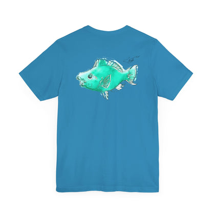 Blue Parrot Fish Unisex Jersey Short Sleeve Tee (Back Design)