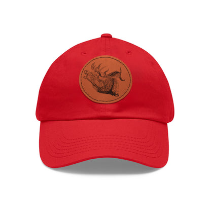 Elk Hat with Leather Patch (Round)