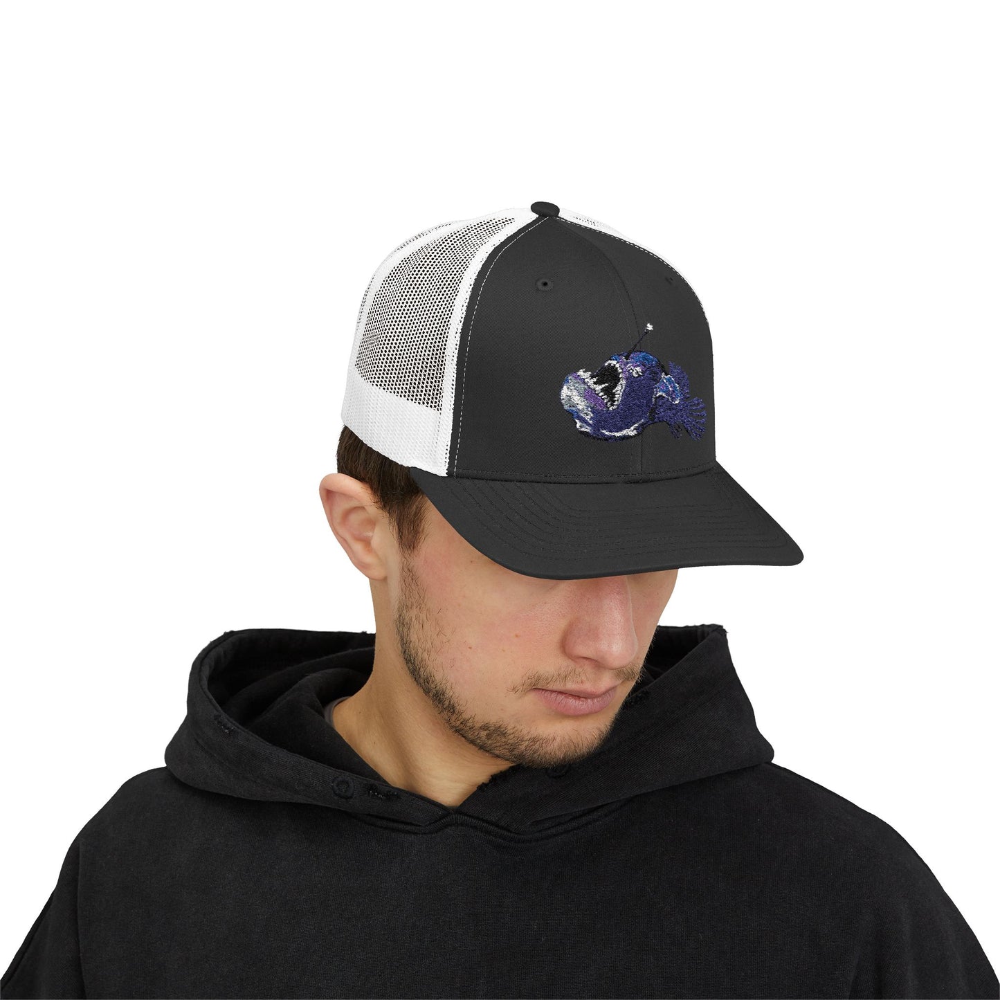 Angler Fish Embroidered Snapback Trucker Cap