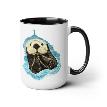 Sea Otter Two-Tone Coffee Mugs, 15oz