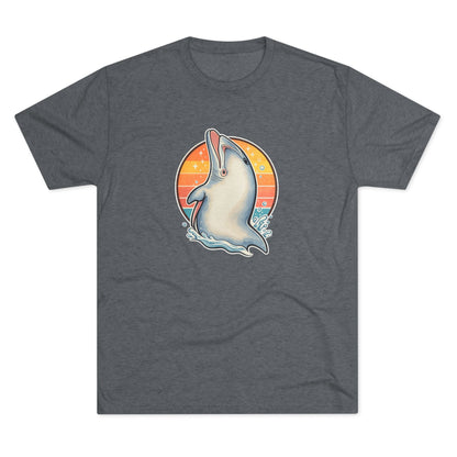 Dolphin Retro Unisex Tri-Blend Crew Tee