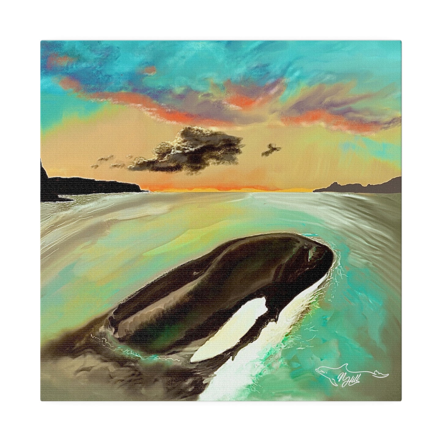 Tokitae/ Lolita Orca Matte Canvas, Stretched, 0.75"