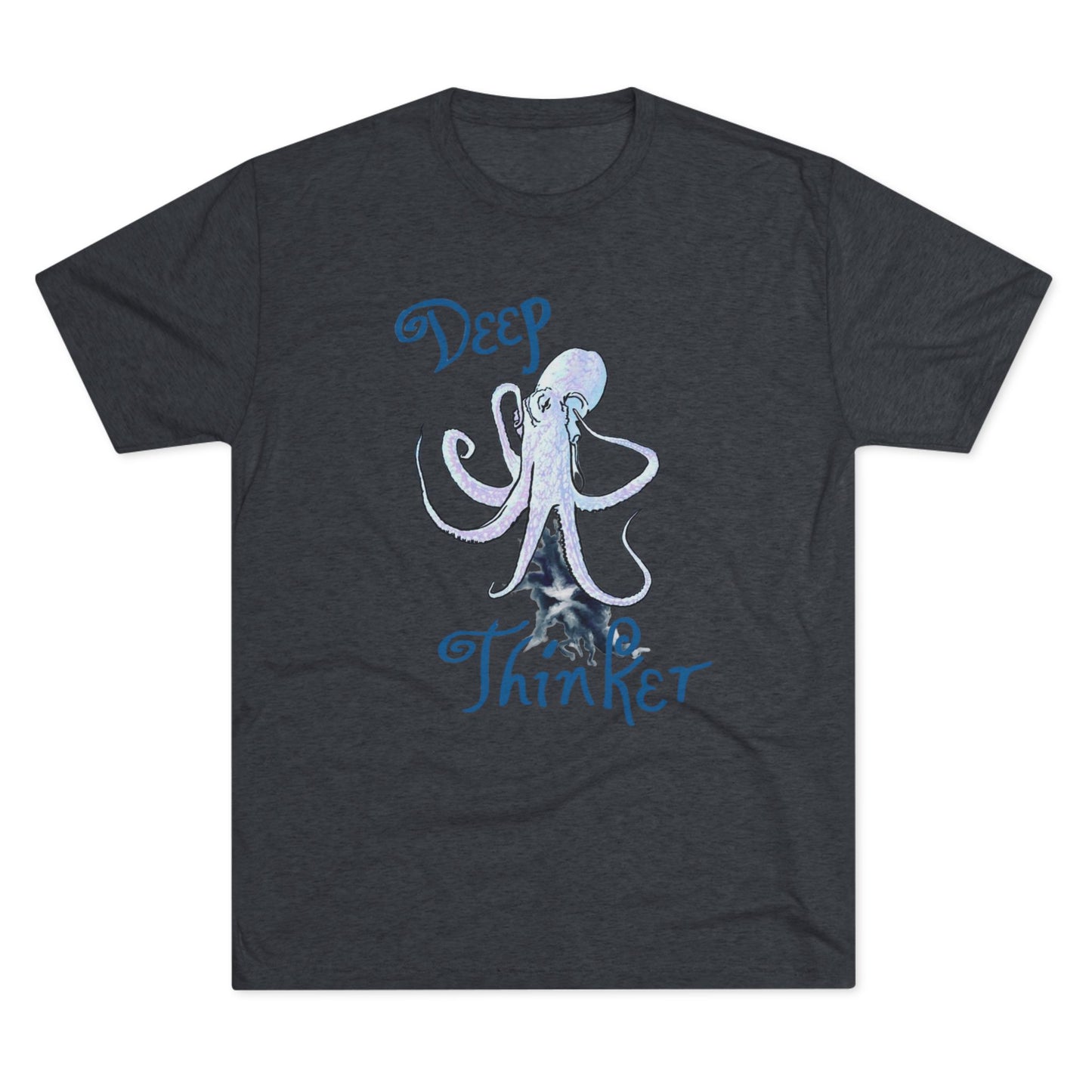 Deep Thinker Octopus Unisex Tri-Blend Crew Tee