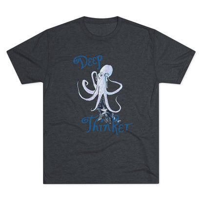 Deep Thinker Octopus Unisex Tri-Blend Crew Tee