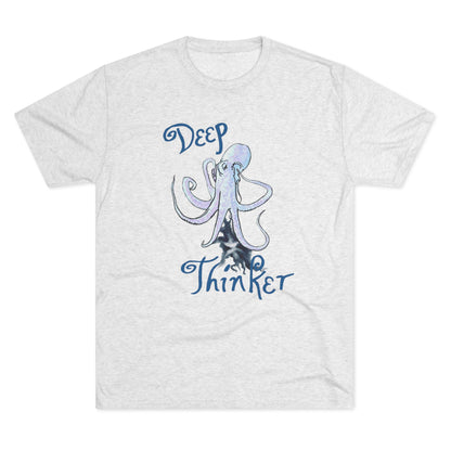 Deep Thinker Octopus Unisex Tri-Blend Crew Tee