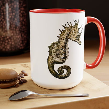 Sea Horse Two-Tone Coffee Mugs, 15oz