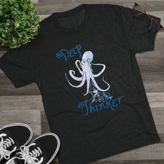 Deep Thinker Octopus Unisex Tri-Blend Crew Tee