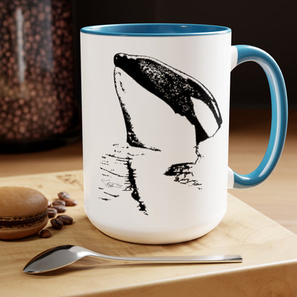 Tiki Treasure Orca Two-Tone Coffee Mugs, 15oz