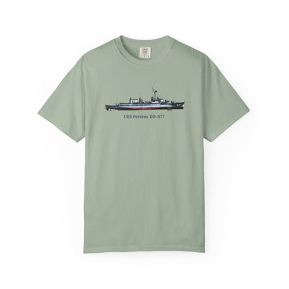 USS Perkins DD-877 Unisex Garment-Dyed T-shirt
