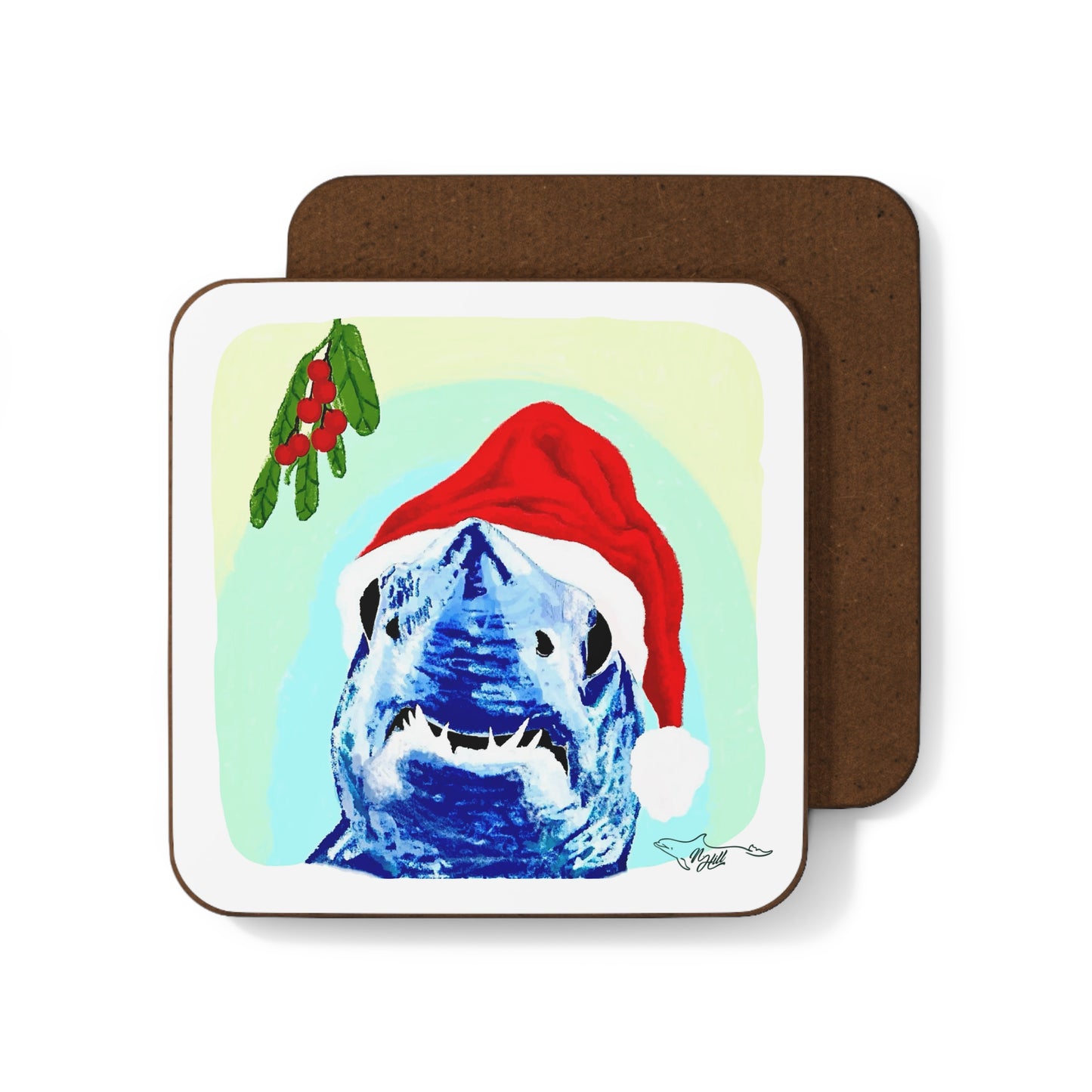 Mistletoe Mako Shark Hardboard Back Coaster