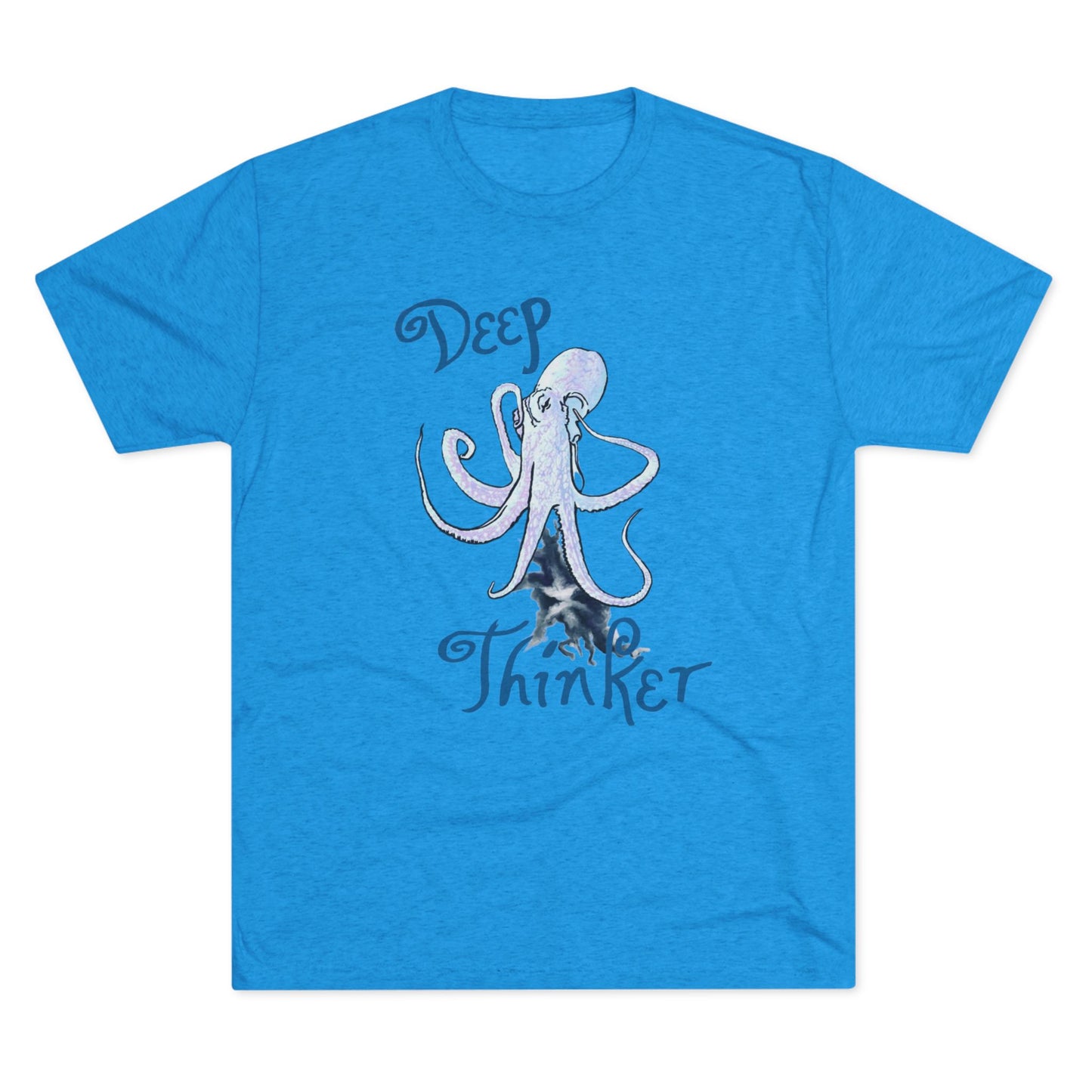 Deep Thinker Octopus Unisex Tri-Blend Crew Tee
