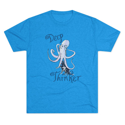 Deep Thinker Octopus Unisex Tri-Blend Crew Tee