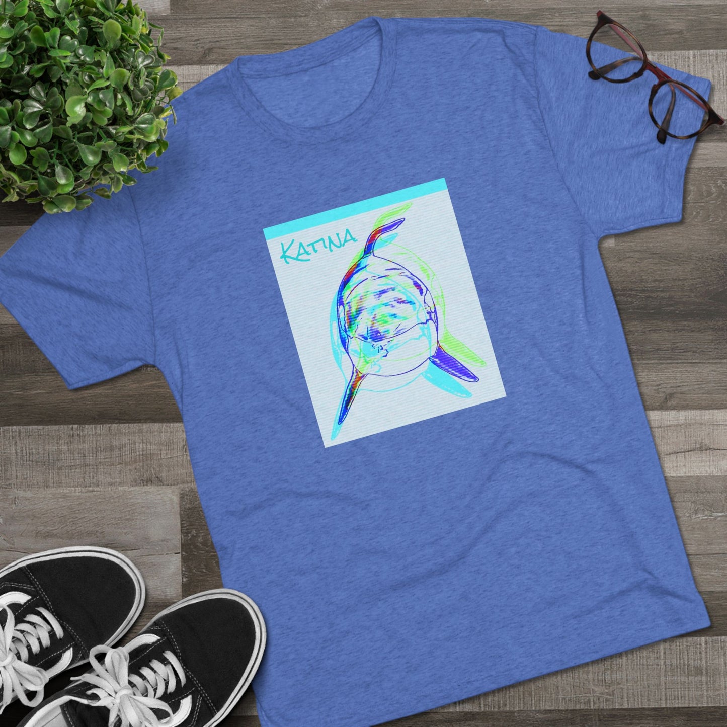 Katina Orca Whale Gestural Unisex Tri-Blend Graphic Crew Tee