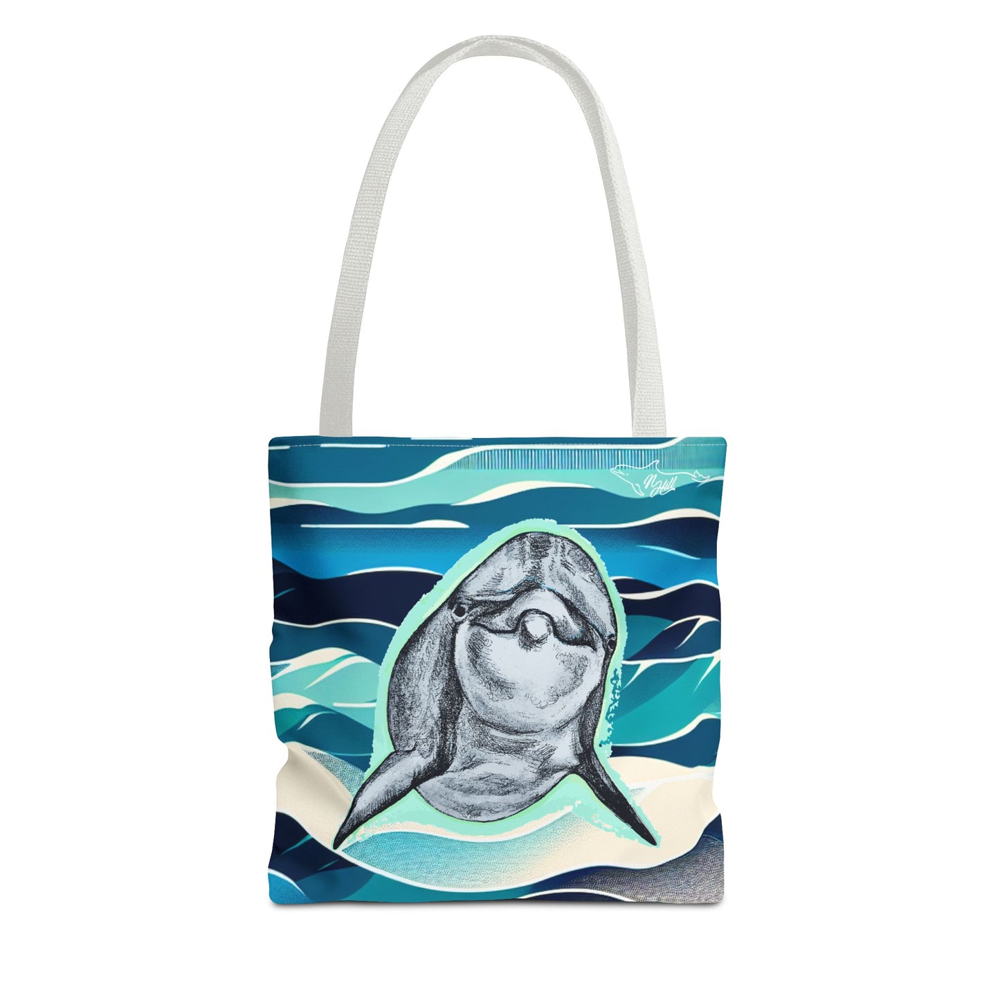 Curious Dolphin Tote Bag (AOP)