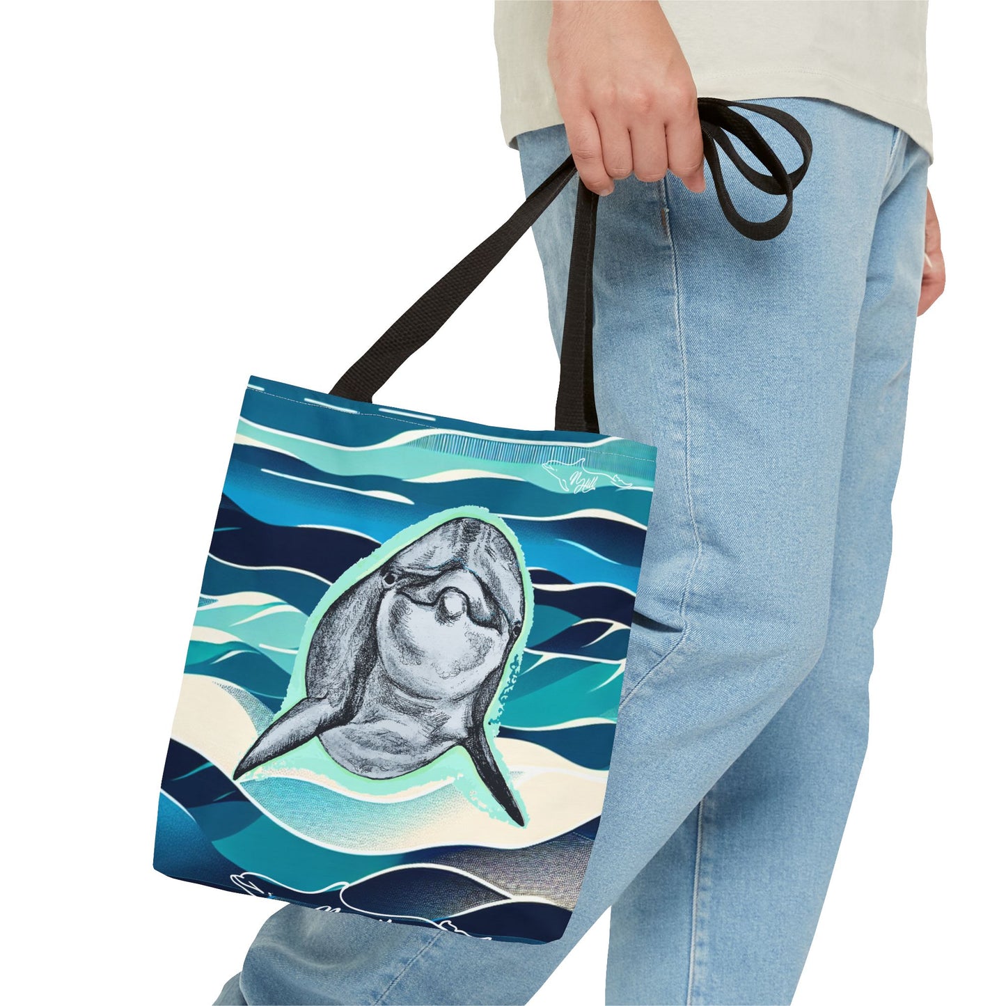 Curious Dolphin Tote Bag (AOP)