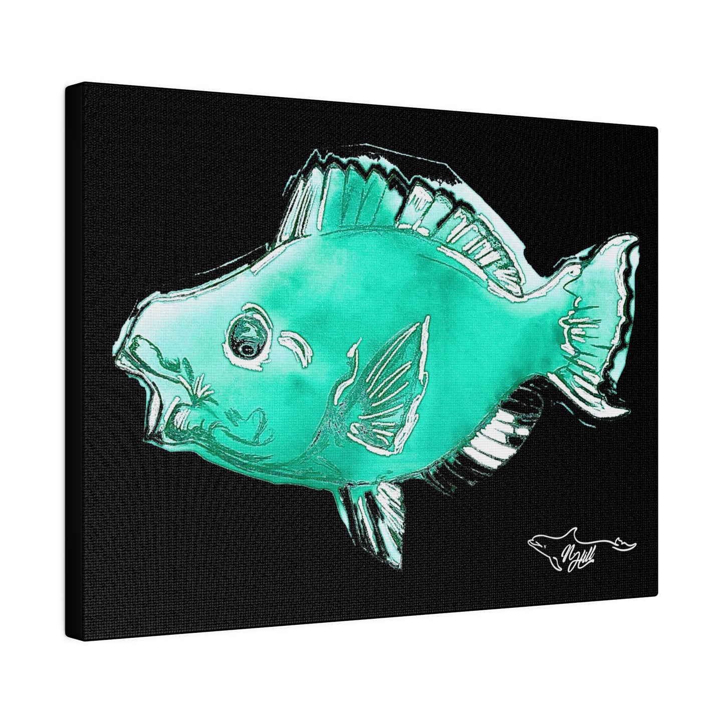 Blue Parrot Fish Matte Canvas 12" x 9", Stretched, 0.75"