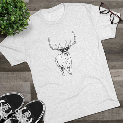 Bugling Elk in Sun Glasses Unisex Tri-Blend Crew Tee