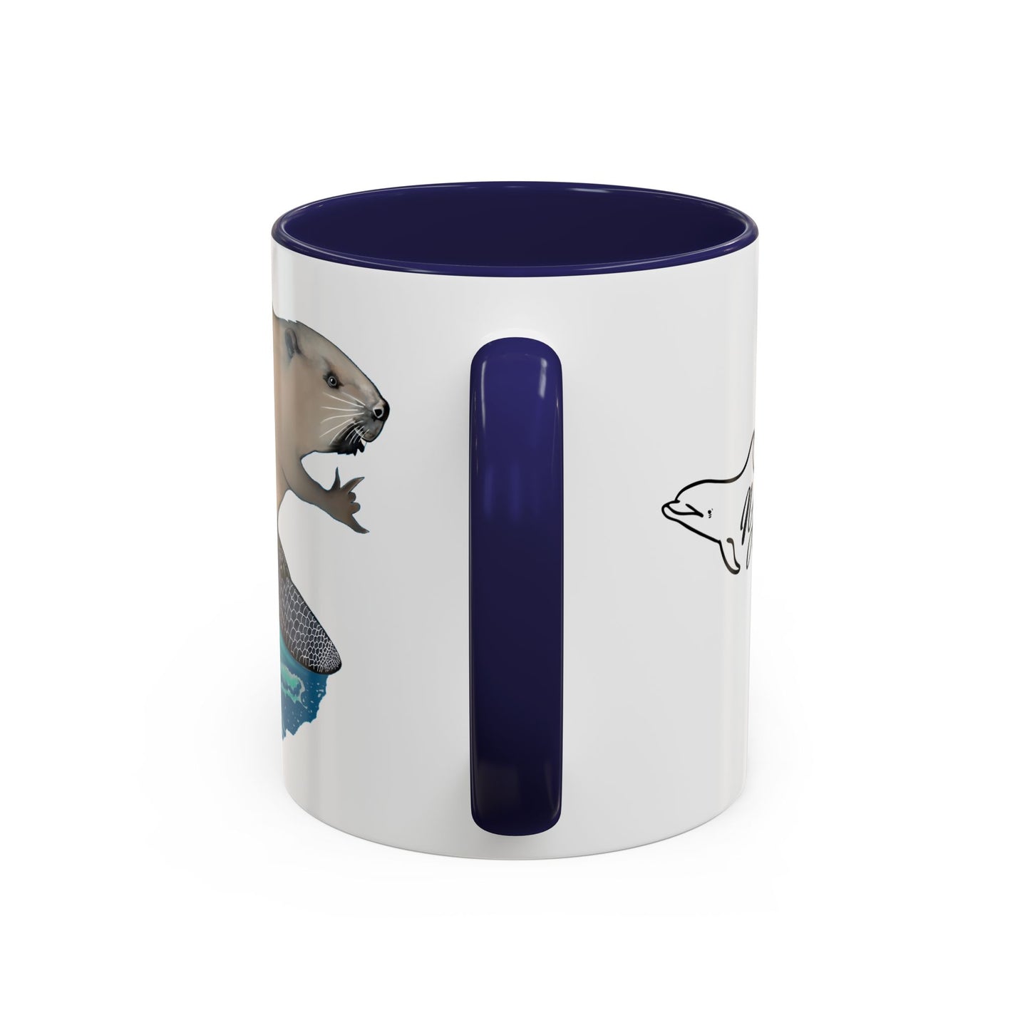 Surfing Beaver Accent Coffee Mug, 11oz