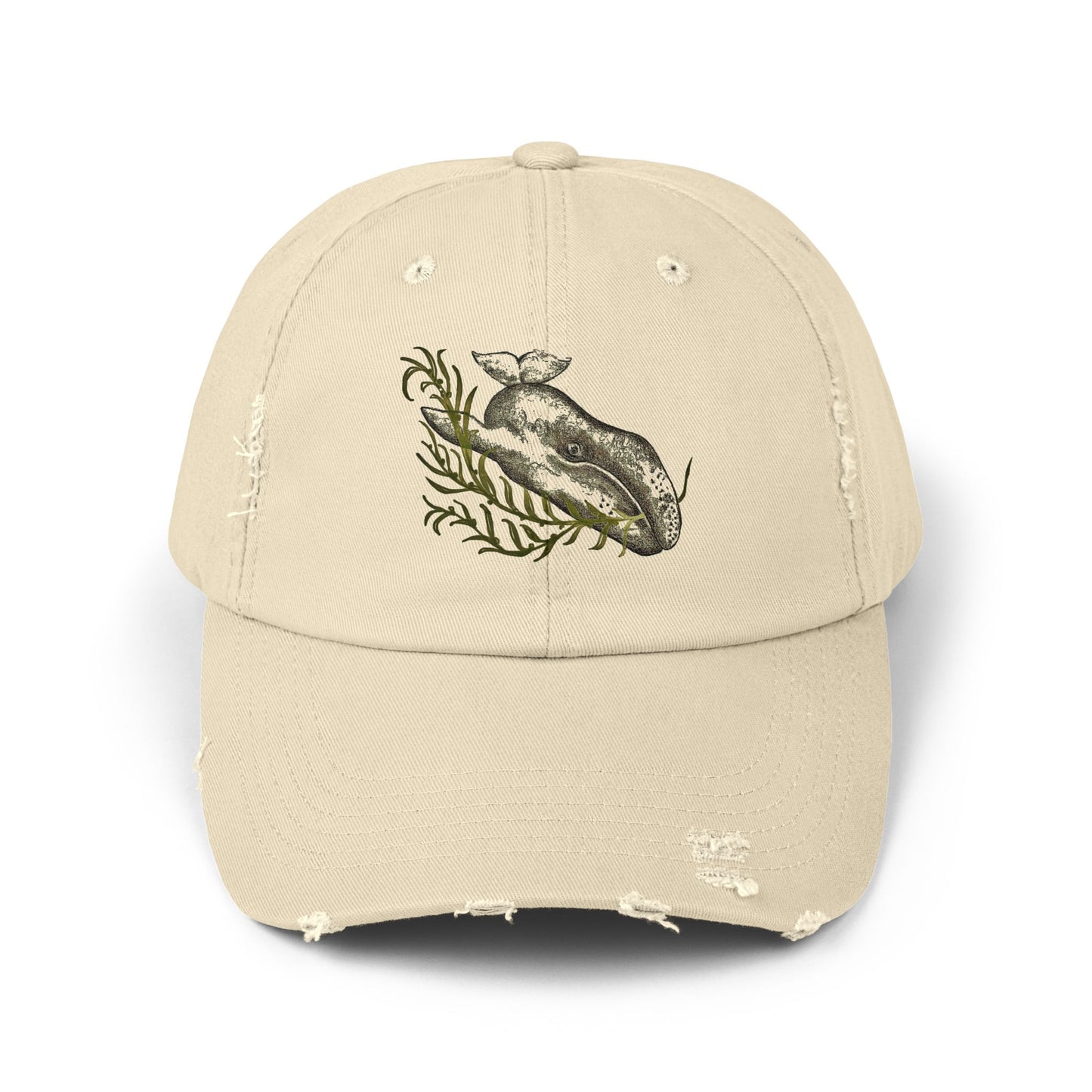 Gray Whale Unisex Distressed Cap