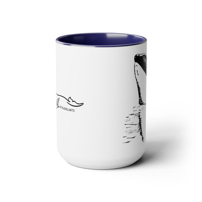 Tiki Treasure Orca Two-Tone Coffee Mugs, 15oz