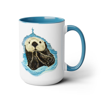 Sea Otter Two-Tone Coffee Mugs, 15oz