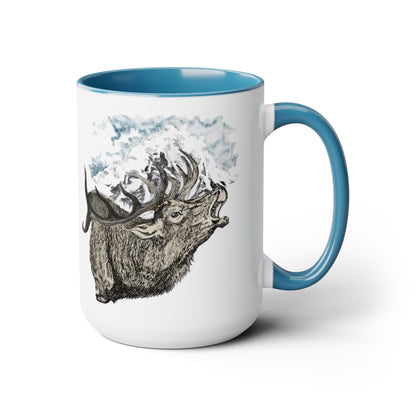 Elk Bugle Two-Tone Coffee Mugs, 15oz