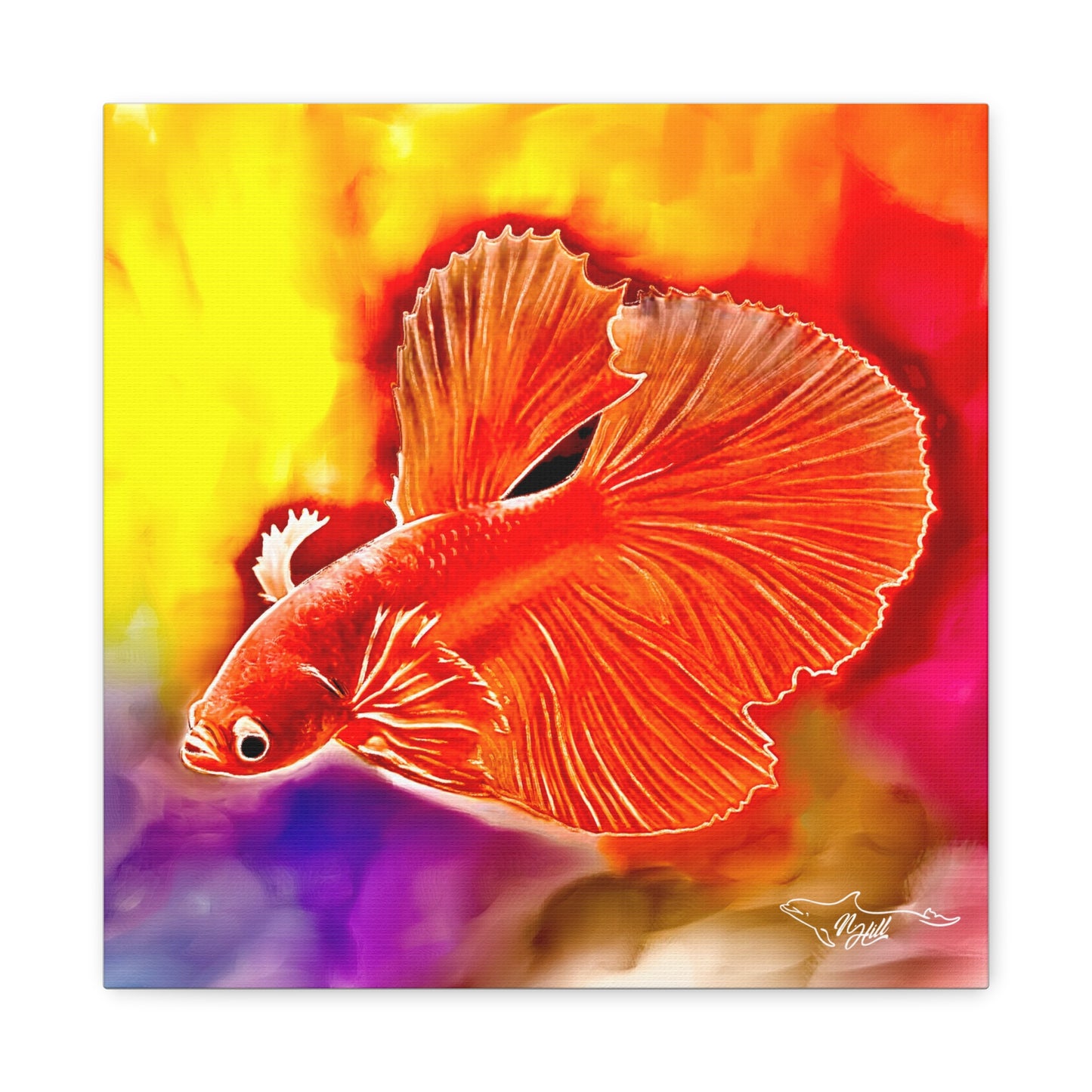 Betta Fish Matte Canvas, Stretched, 1.25"