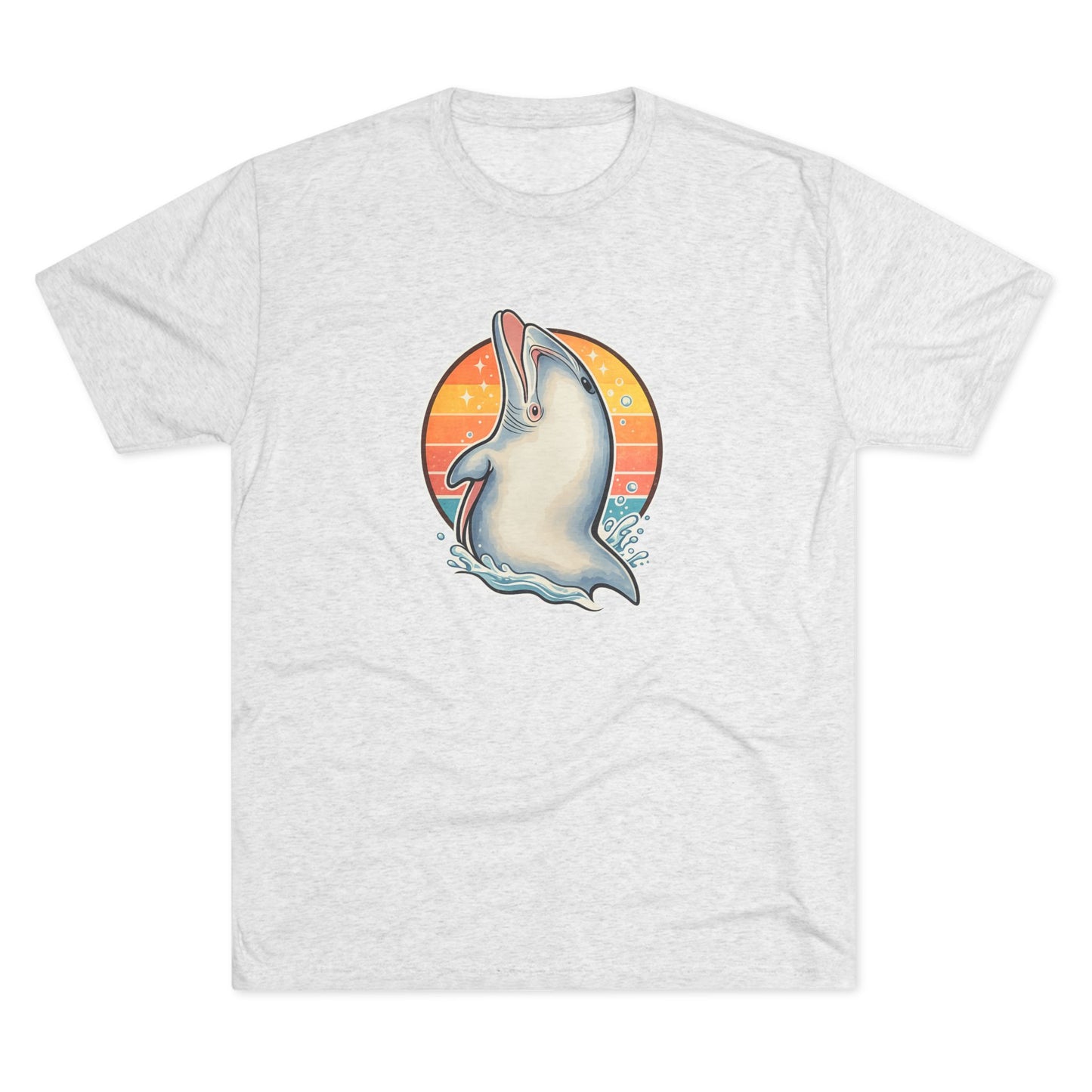Dolphin Retro Unisex Tri-Blend Crew Tee