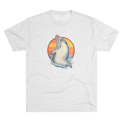 Dolphin Retro Unisex Tri-Blend Crew Tee