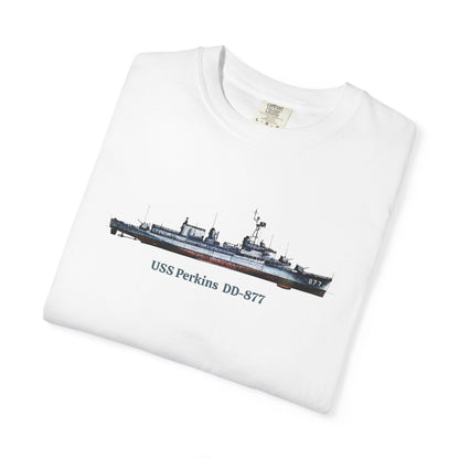 USS Perkins DD-877 Unisex Garment-Dyed T-shirt