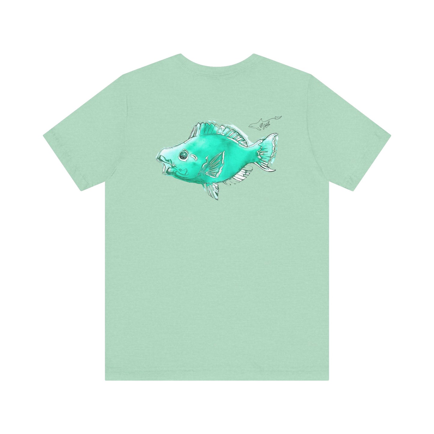 Blue Parrot Fish Unisex Jersey Short Sleeve Tee (Back Design)