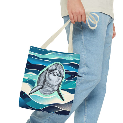 Curious Dolphin Tote Bag (AOP)
