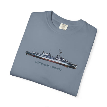 USS Perkins DD-877 Unisex Garment-Dyed T-shirt