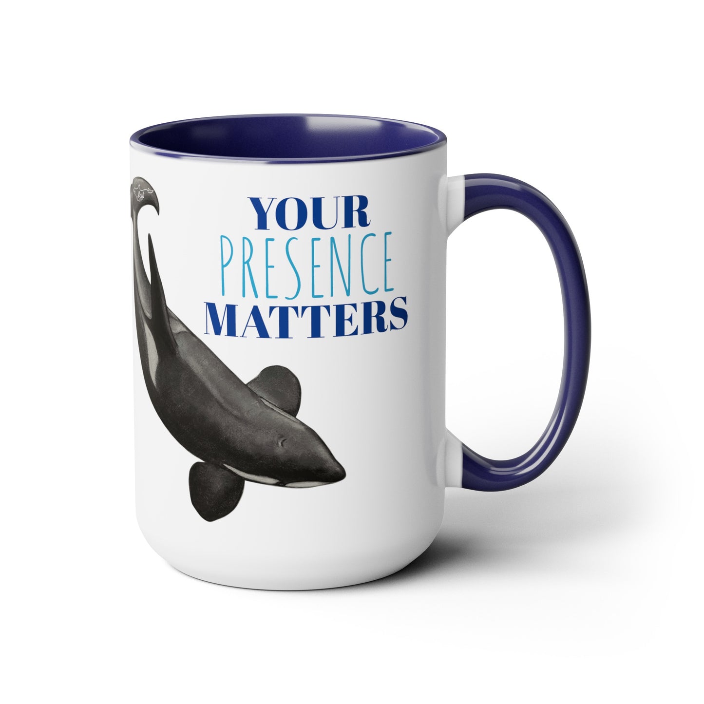 Orca Presence Two-Tone Coffee Mugs, 15oz