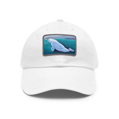 Beluga Whale Hvaldimir Hat with Leather Patch (Rectangle)