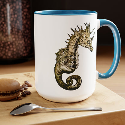 Sea Horse Two-Tone Coffee Mugs, 15oz